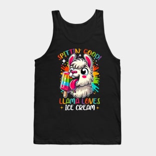 Funny Vibrant Llama Lover, Ice Cream Lover, Cute Animal Alpaca Tank Top